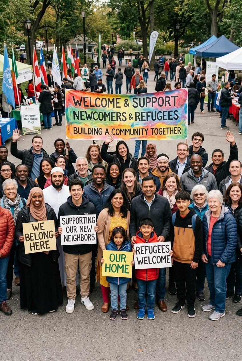 Community event supporting newcomers and refugees